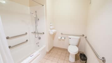 Standard Room, 2 Queen Beds | Bathroom | Combined shower/tub, free toiletries, hair dryer, towels