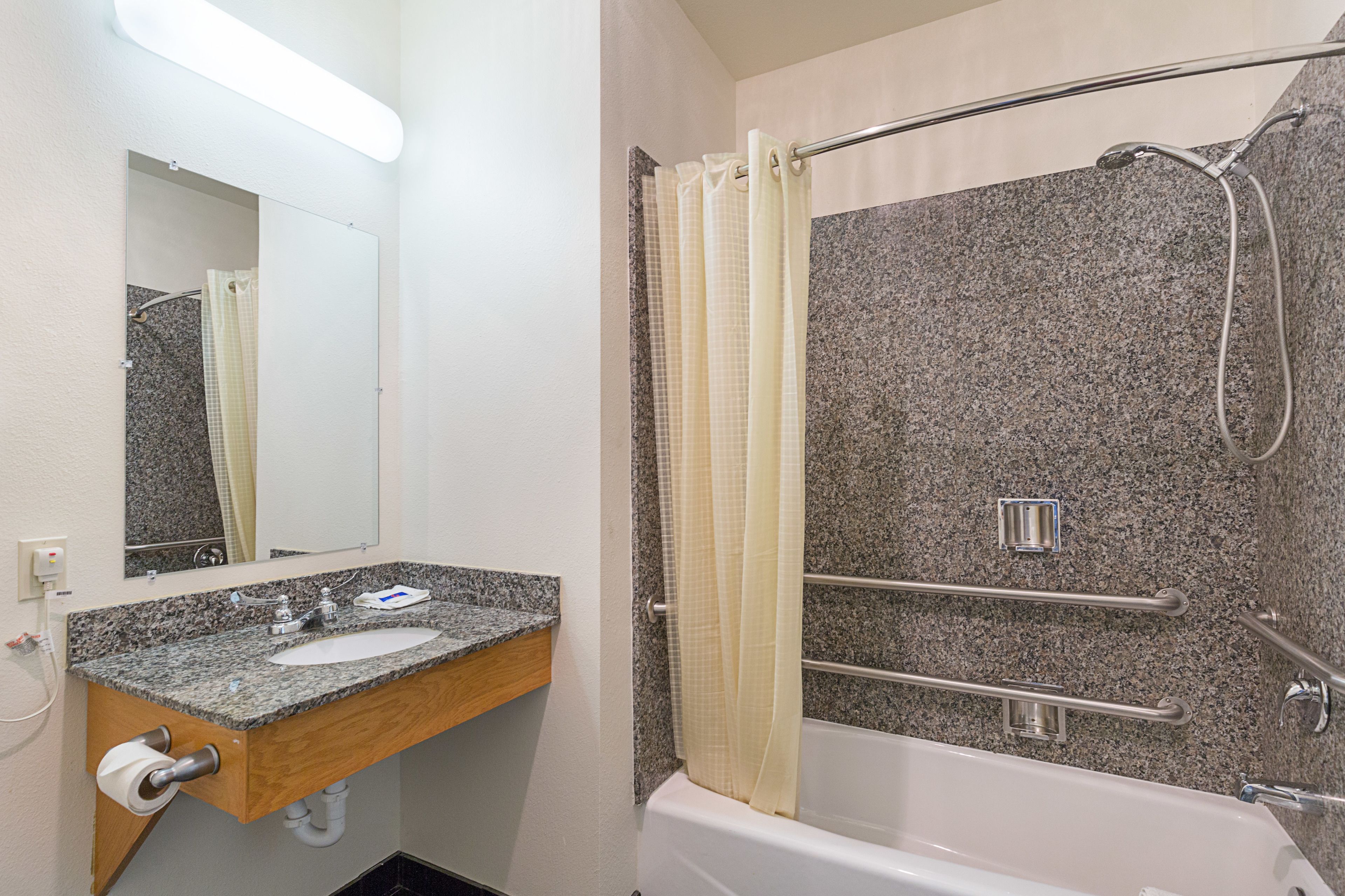 standard room, 2 queen beds, non smoking, kitchenette | bathroom | shower, hair dryer, towels