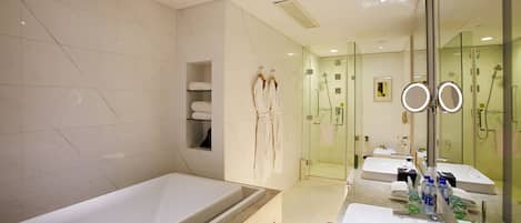 Royal Suite, 1 King Bed, Non Smoking | Bathroom | Shower, hair dryer, bathrobes, slippers