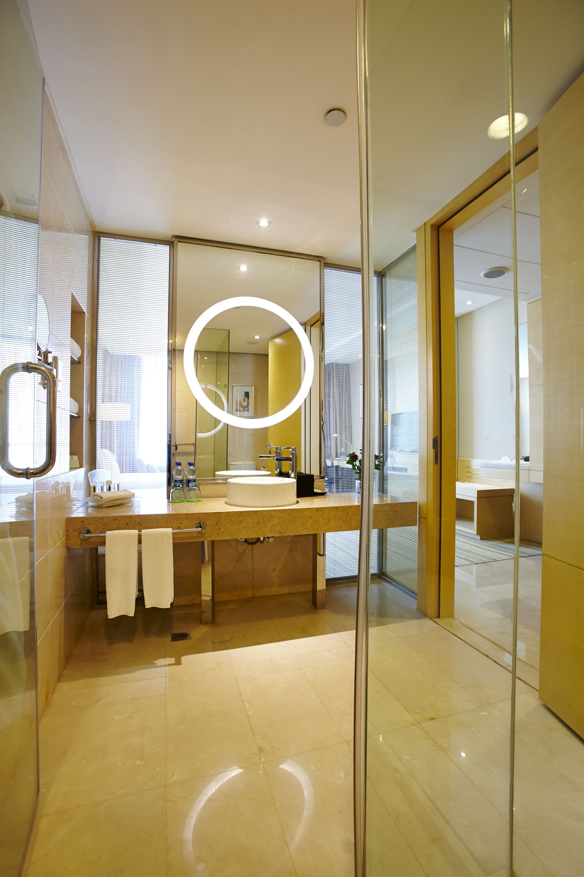 shower, hair dryer, bathrobes, slippers