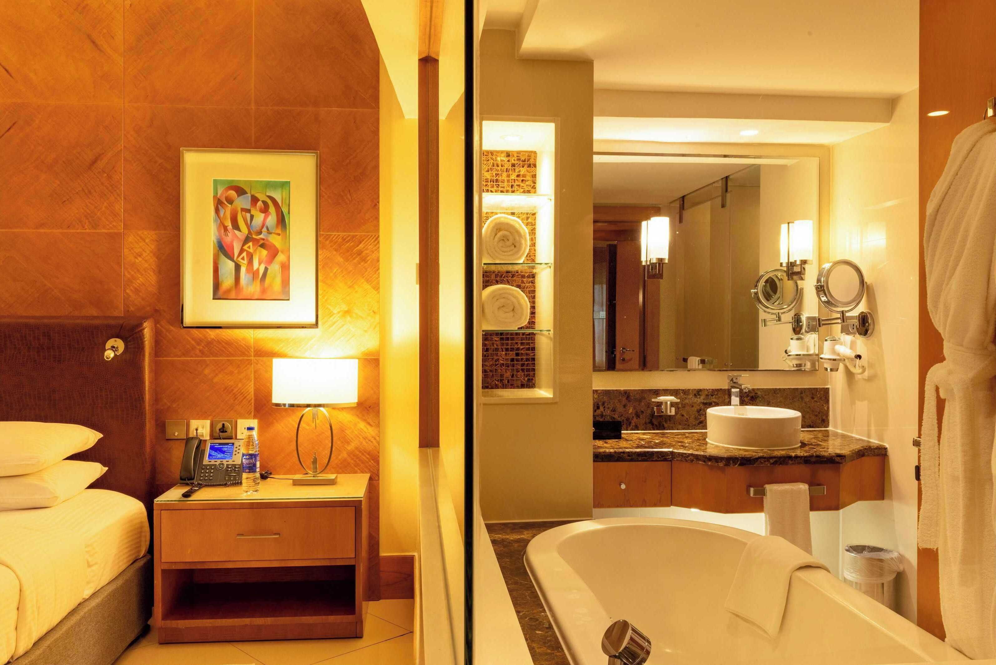 Ambassador Suite | Bathroom | Combined shower/bathtub, deep-soaking bathtub, free toiletries