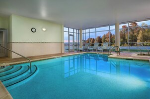 Indoor pool, open 7:00 AM to 9:00 PM, sun loungers