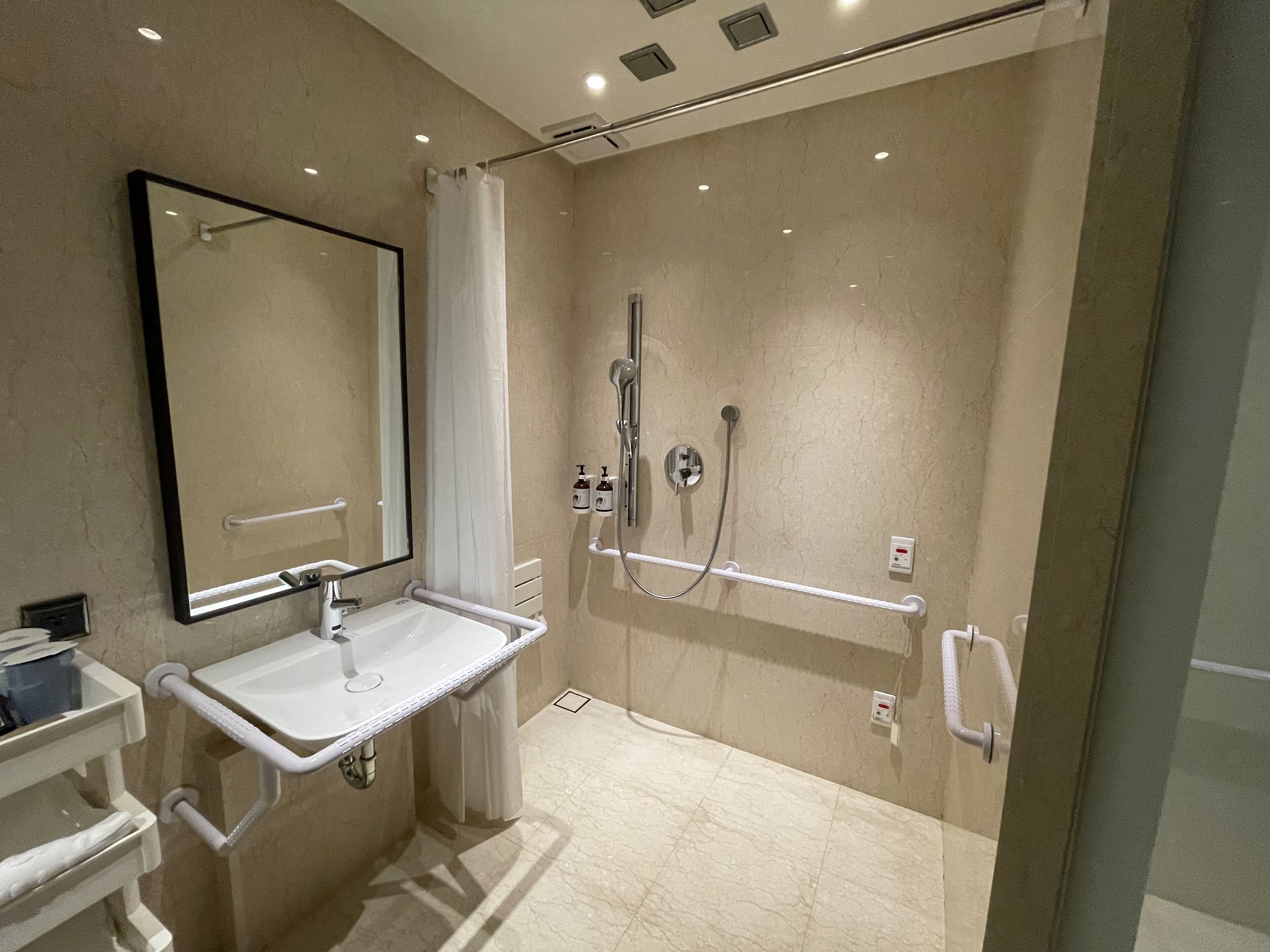 standard double room - barrier free space | bathroom | eco-friendly toiletries, hair dryer, bathrobes, slippers