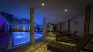 Indoor pool, open 8 AM to 9 PM, sun loungers