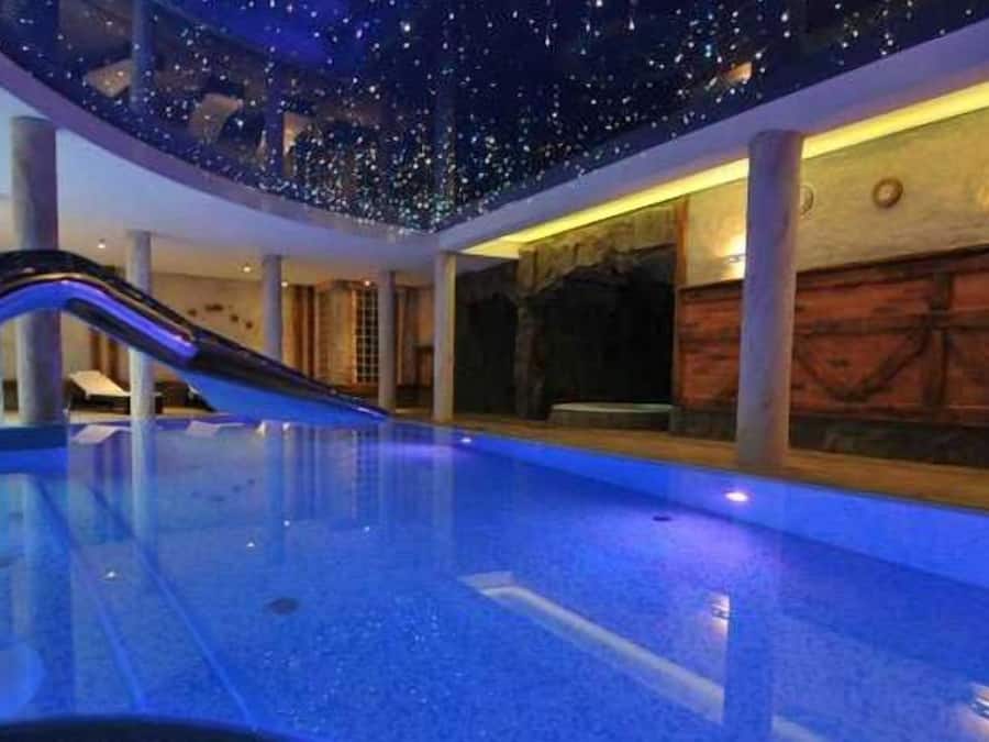 Indoor pool, open 8 AM to 9 PM, sun loungers