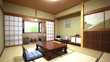 Standard Quadruple Room, 1 Bedroom | Peralatan tempat tidur premium, gebar bulu kapas, peti besi dalam bilik