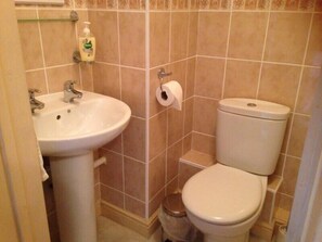 Twin kamer, en-suite badkamer | Badkamer | Een douche, handdoeken