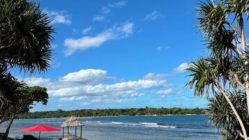 Private beach, sun loungers, beach umbrellas, beach towels