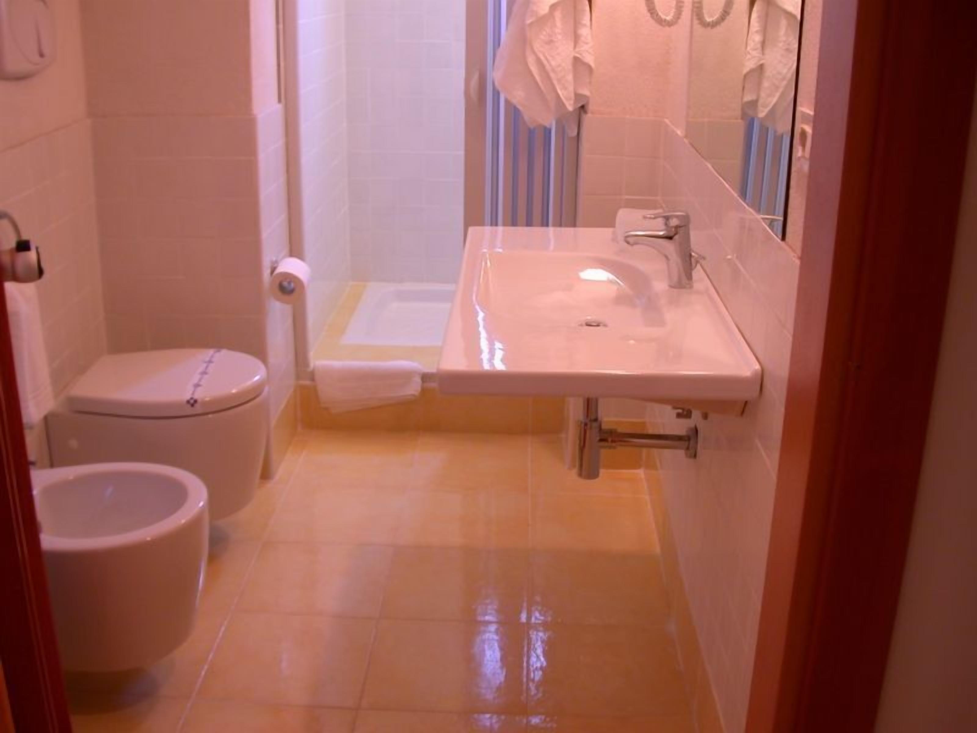 standard double or twin room | bathroom | shower, free toiletries, hair dryer, slippers