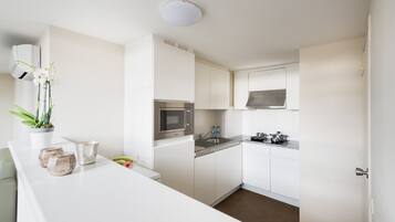 Family Apartment | Private kitchen | Coffee/tea maker, electric kettle, cleaning supplies