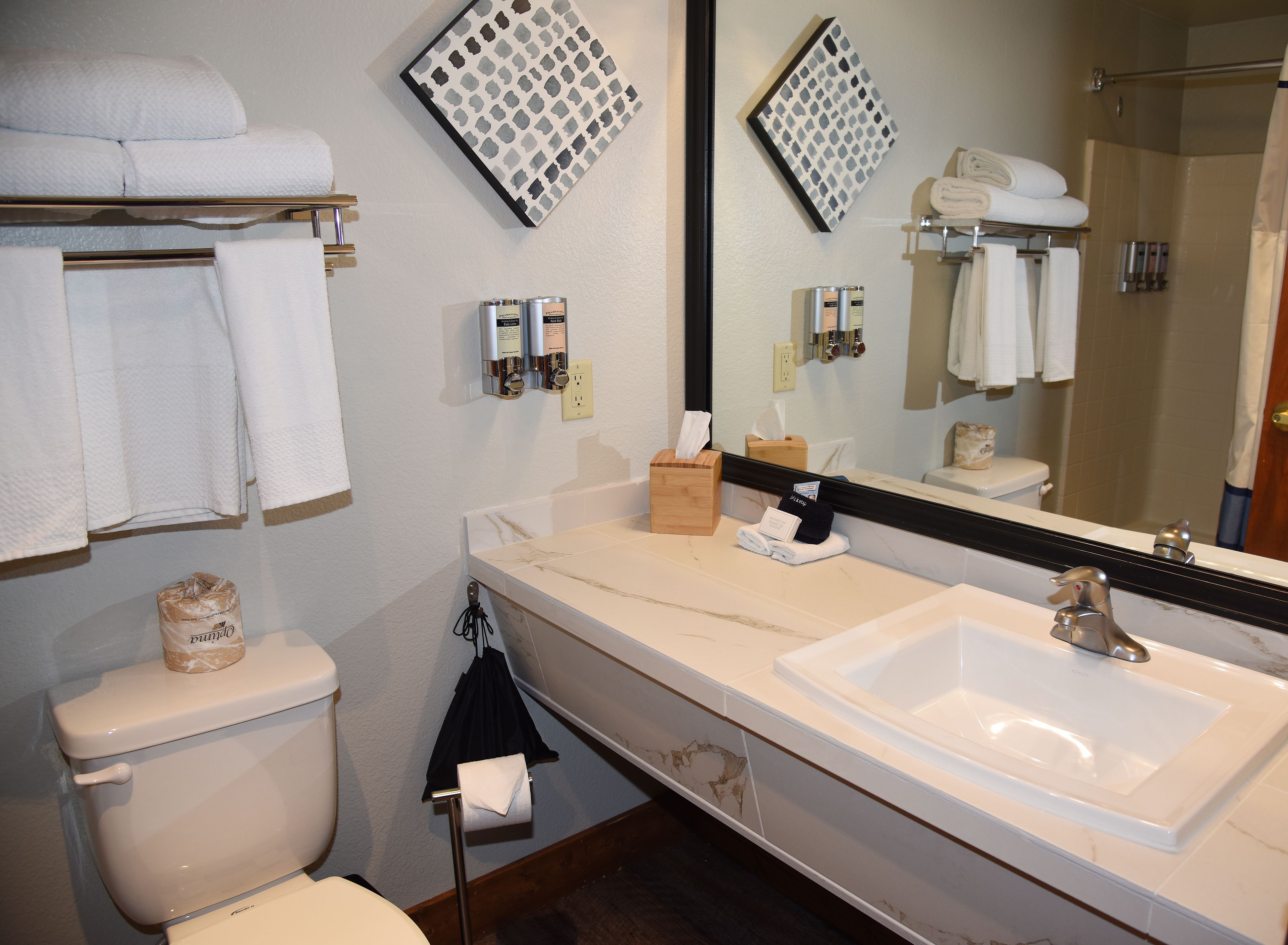 standard room, 2 queen beds | bathroom | combined shower/bathtub, free toiletries, hair dryer, towels