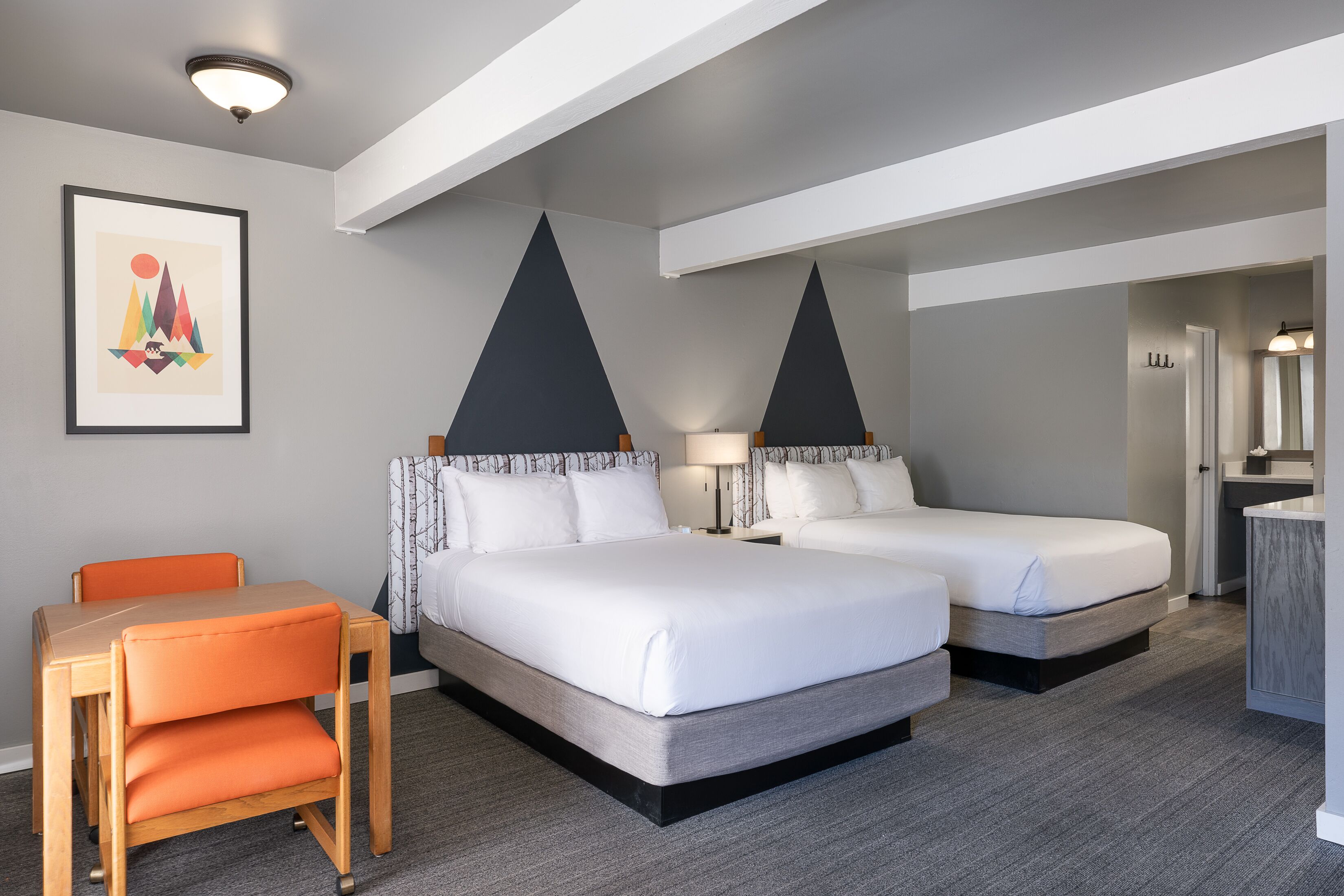 standard room, 2 queen beds (standard two queen room) | blackout curtains, iron/ironing board, free wifi, bed sheets