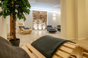 Een sauna, een bubbelbad