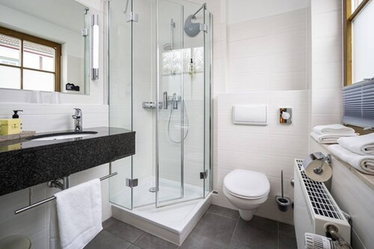 free toiletries, hair dryer, towels