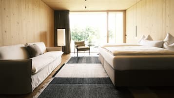 Quarto casal com design assinado | Wi-Fi de cortesia, roupa de cama
