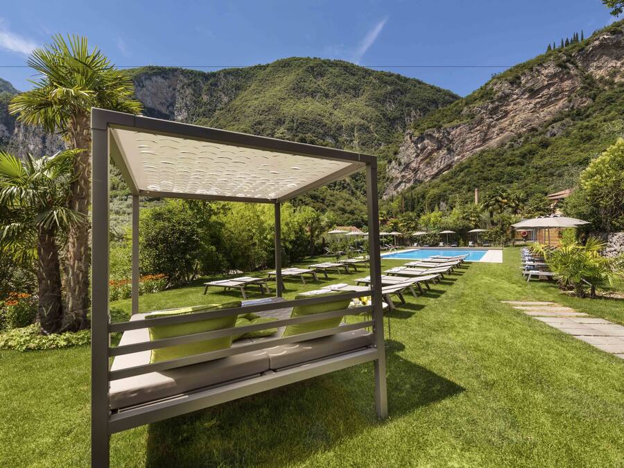 Outdoor pool, pool umbrellas, pool loungers