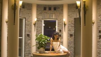 Sauna, steam room, body treatments, hot stone massages, body scrubs