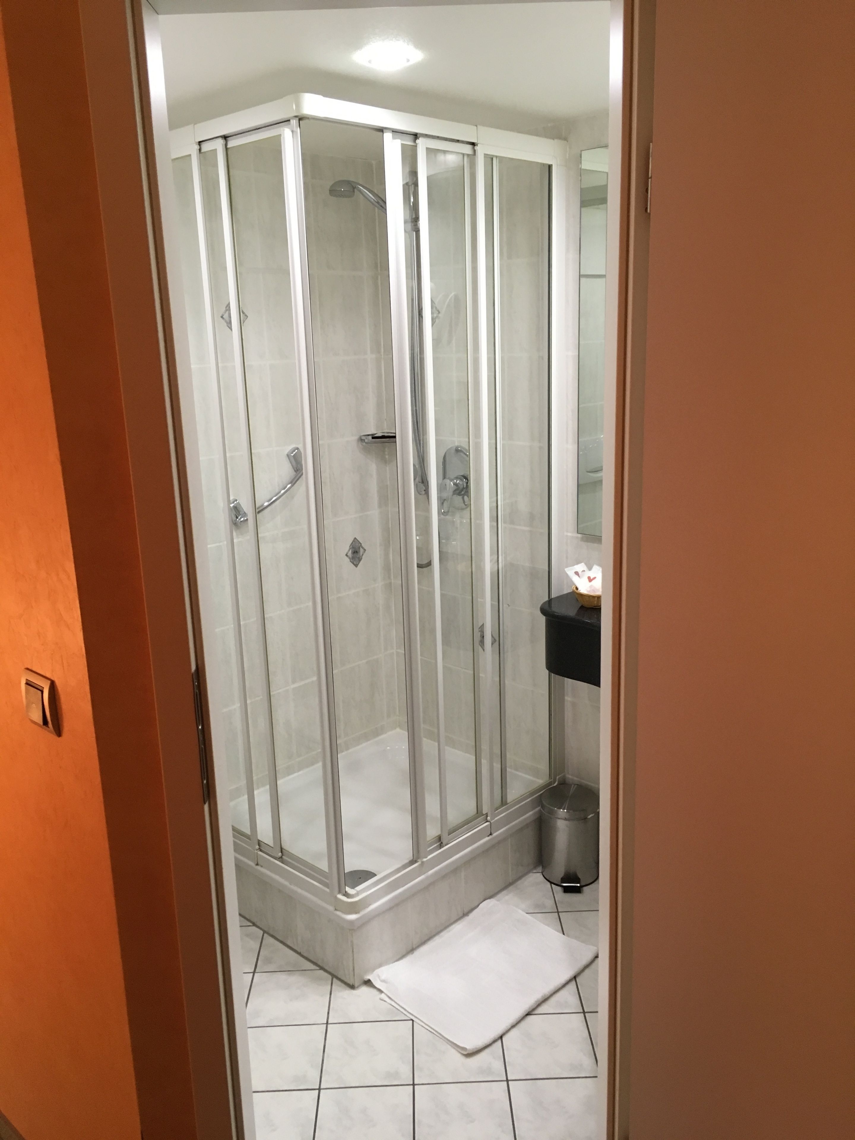 shower, free toiletries, hair dryer