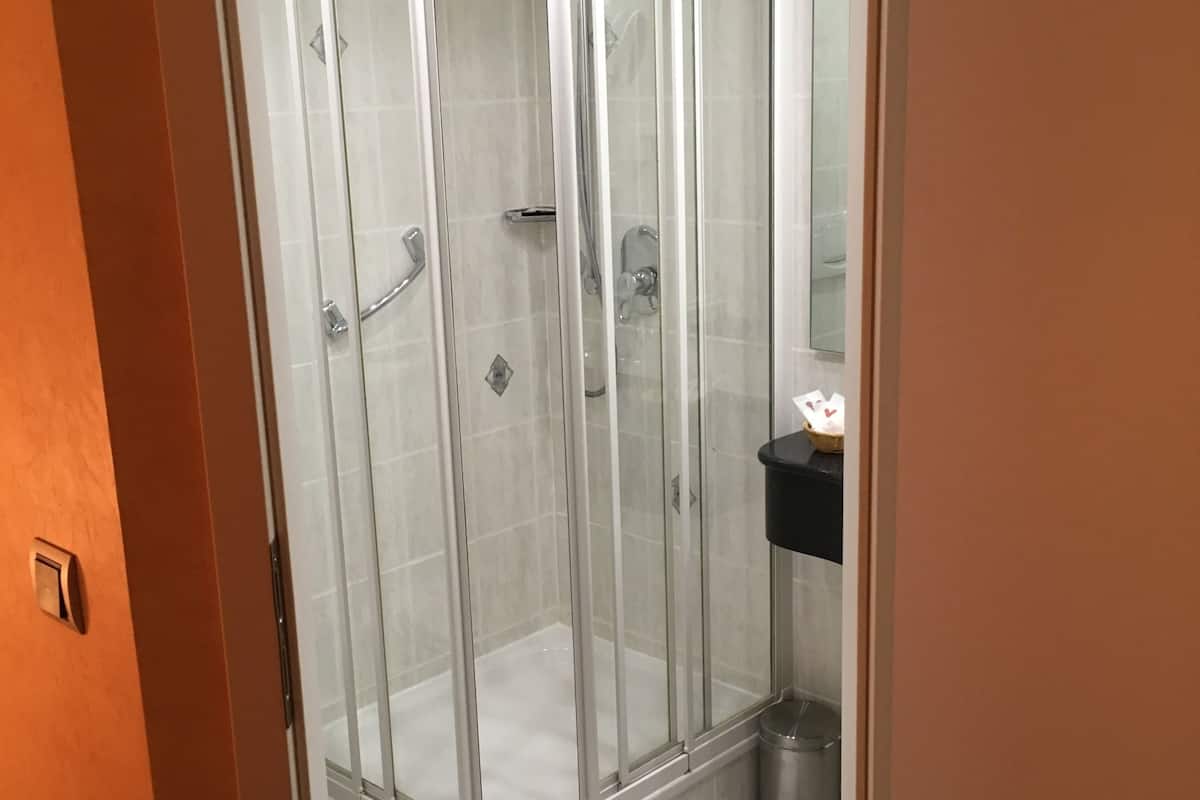 shower, free toiletries, hair dryer