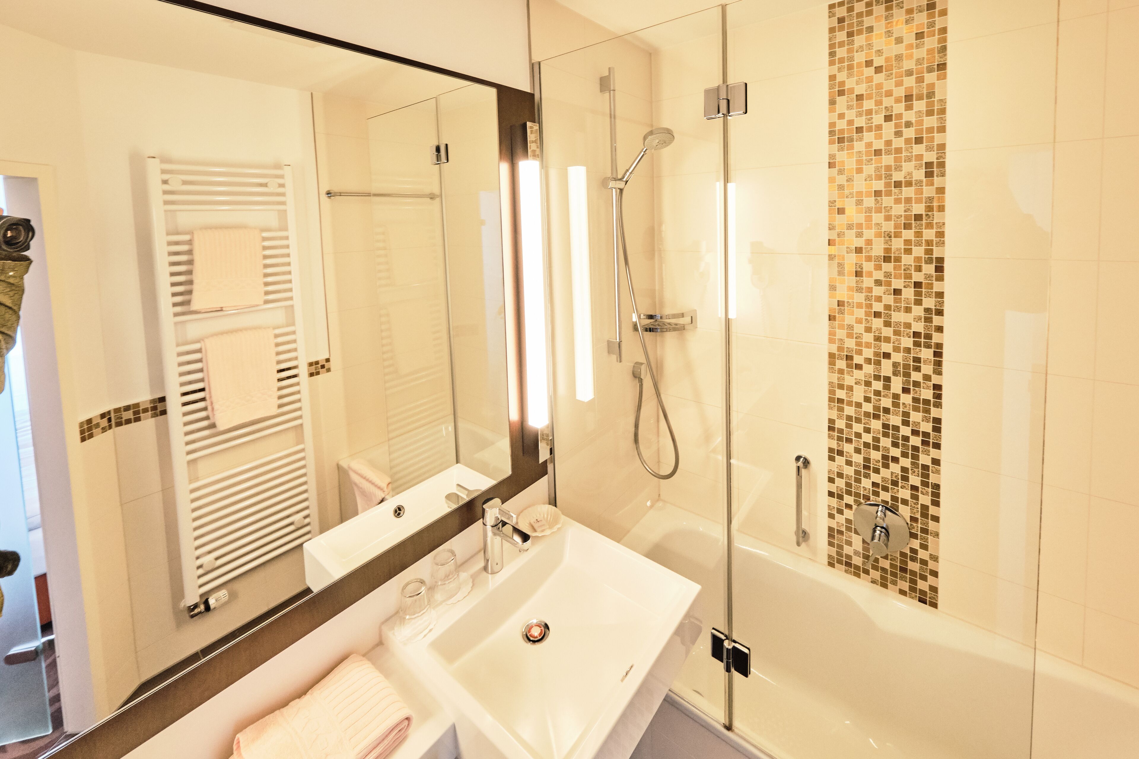 standard double room | bathroom | hair dryer, towels