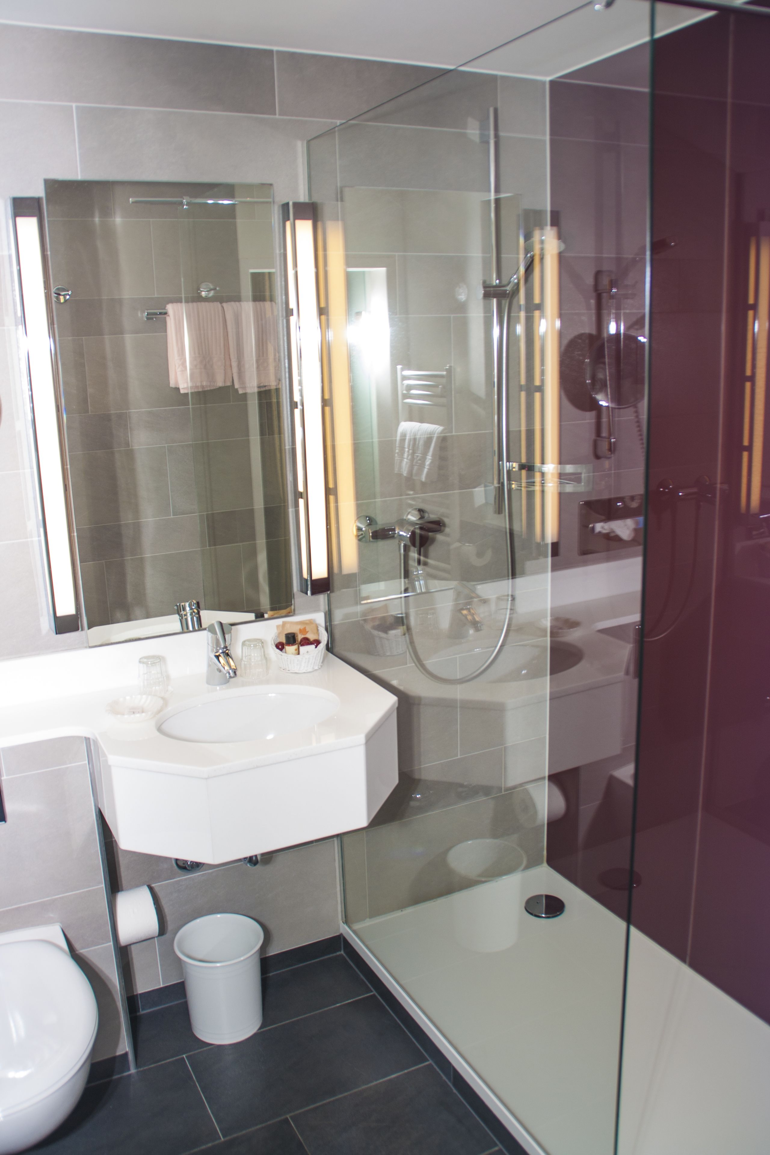 free toiletries, hair dryer, towels