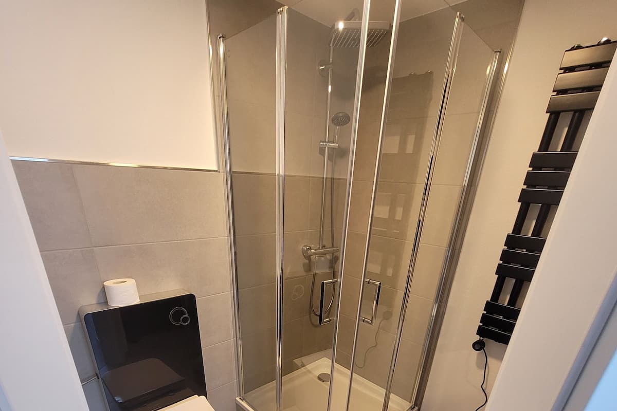 Duş, ücretsiz banyo/kozmetik ürünleri, havlu