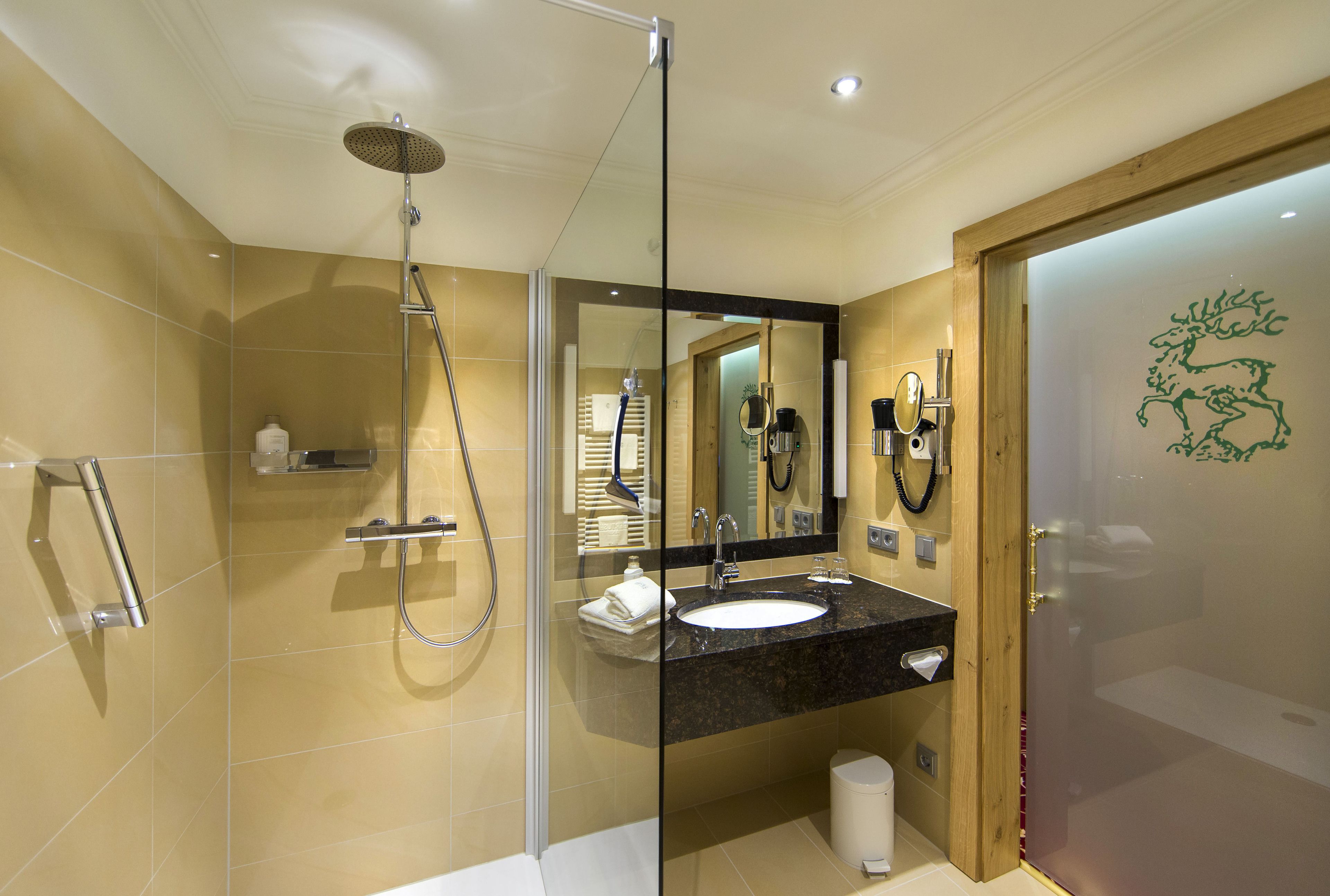 hair dryer, slippers, towels