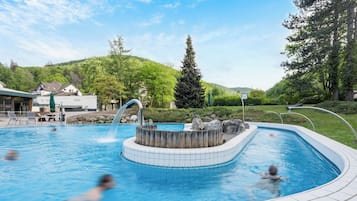 Indoor pool, 2 outdoor pools, open 9:00 AM to 8:00 PM, sun loungers