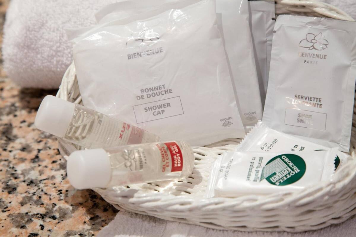 free toiletries, hair dryer, bathrobes, towels