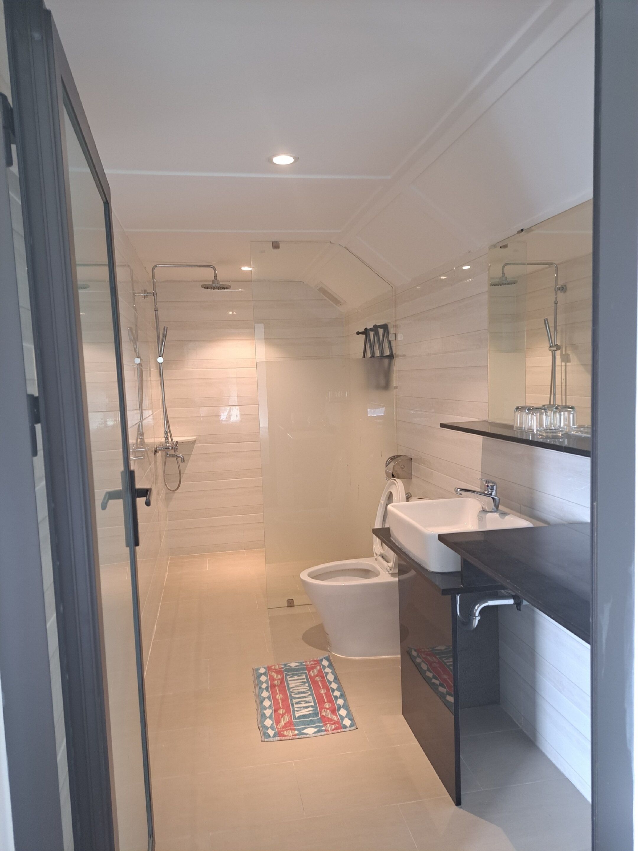 double room single use, pool view | bathroom | shower, rainfall showerhead, designer toiletries, hair dryer