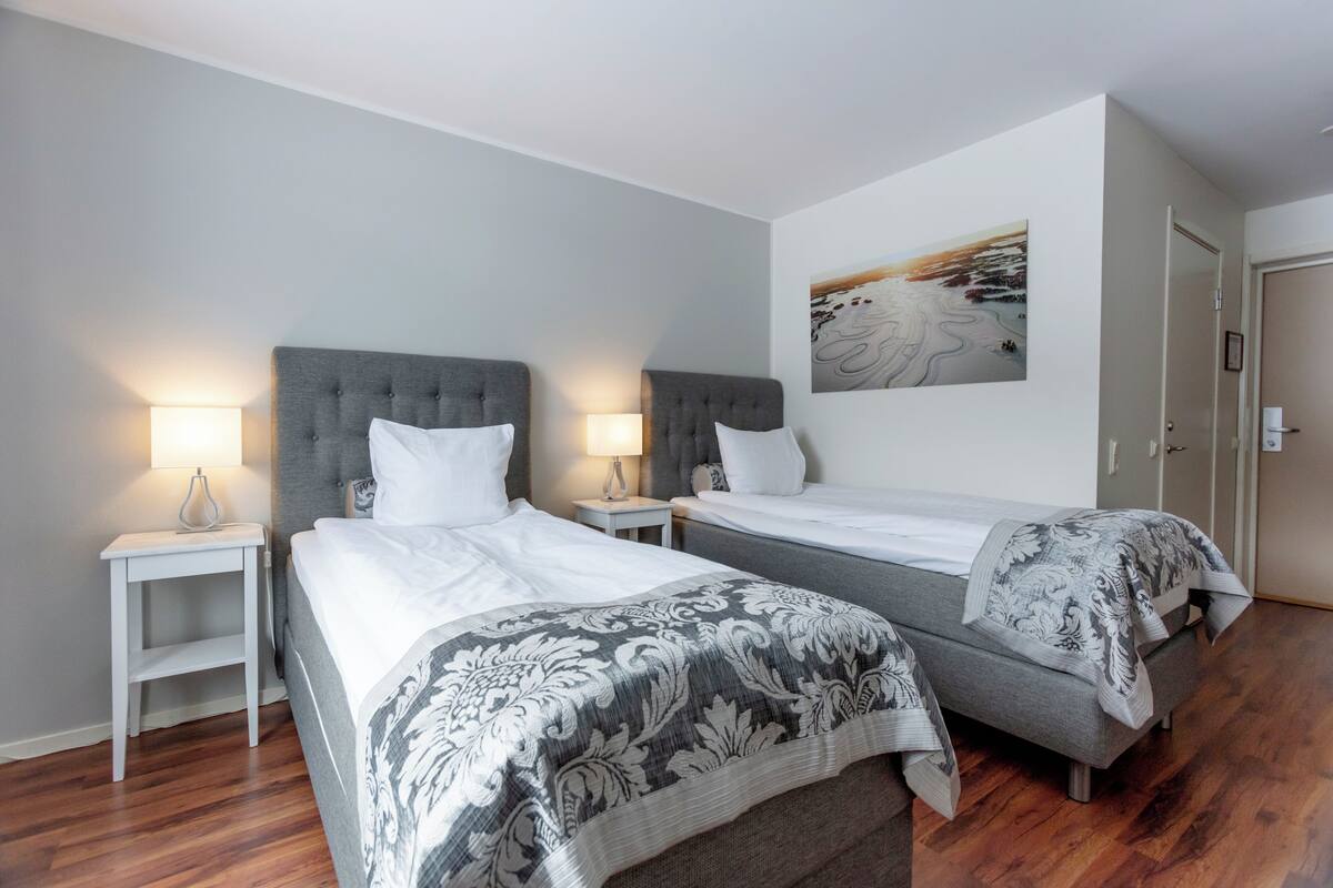Desk, blackout curtains, free WiFi, bed sheets