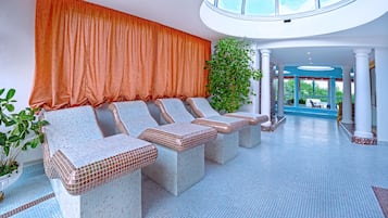 Salas de tratamientos para parejas, sauna, bañera de hidromasaje