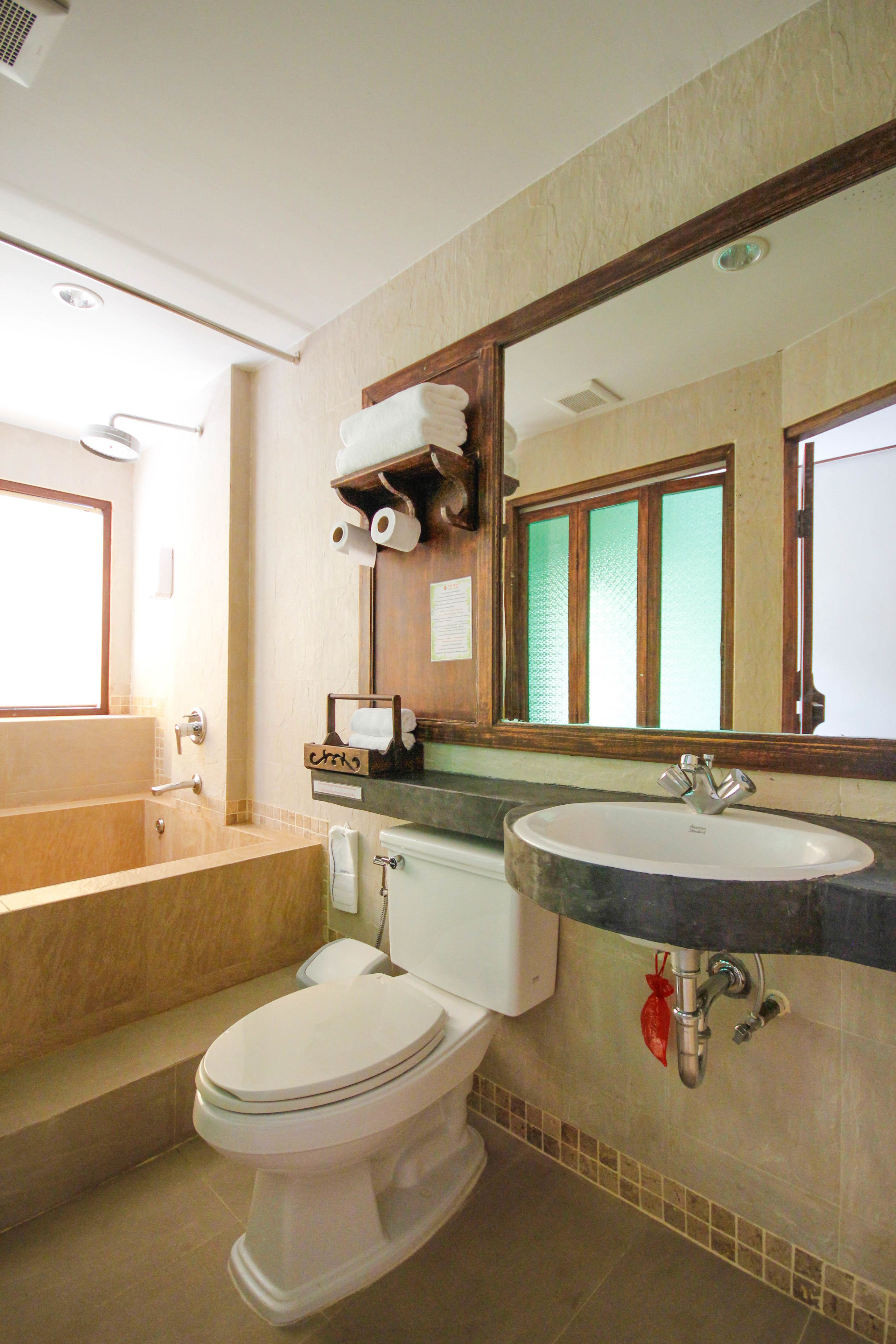 shower, rainfall showerhead, free toiletries, slippers