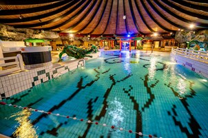 3 piscinas techadas, una piscina al aire libre