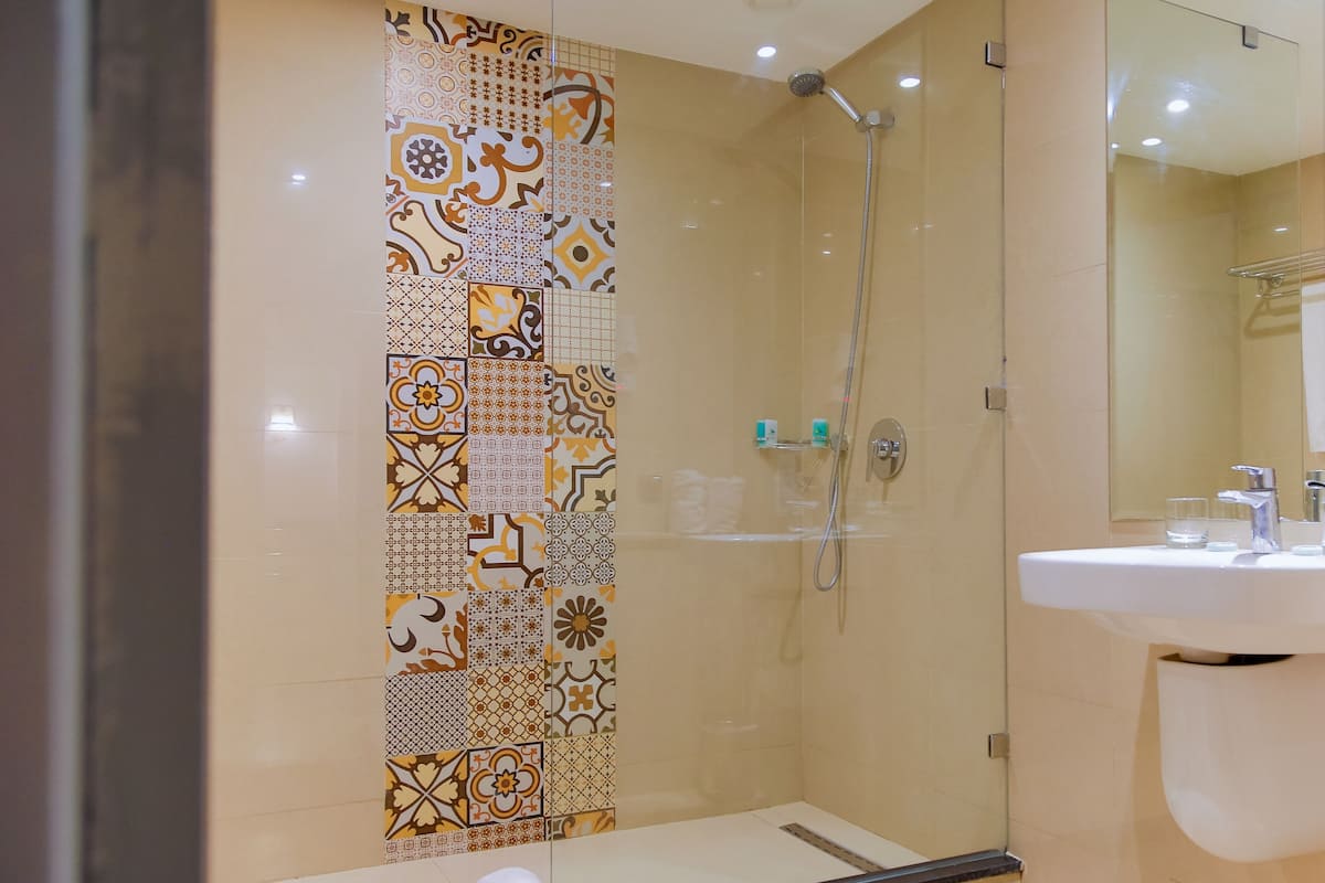 free toiletries, hair dryer, bidet, towels