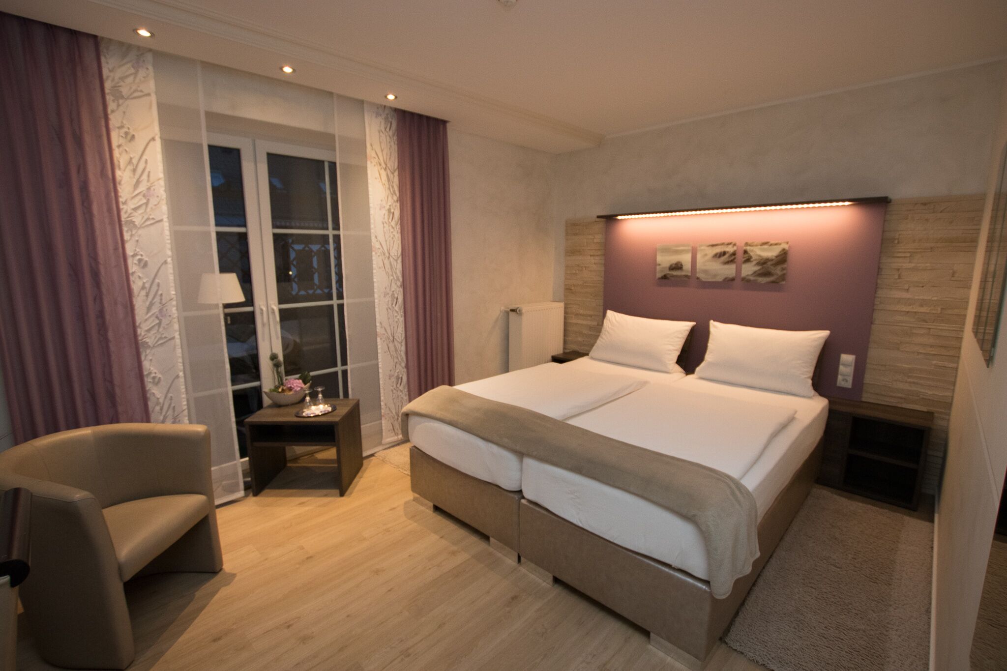 Premium bedding, desk, laptop workspace, free WiFi