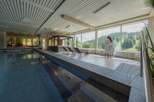 Indoor pool, open 8:00 AM to 9:30 PM, sun loungers