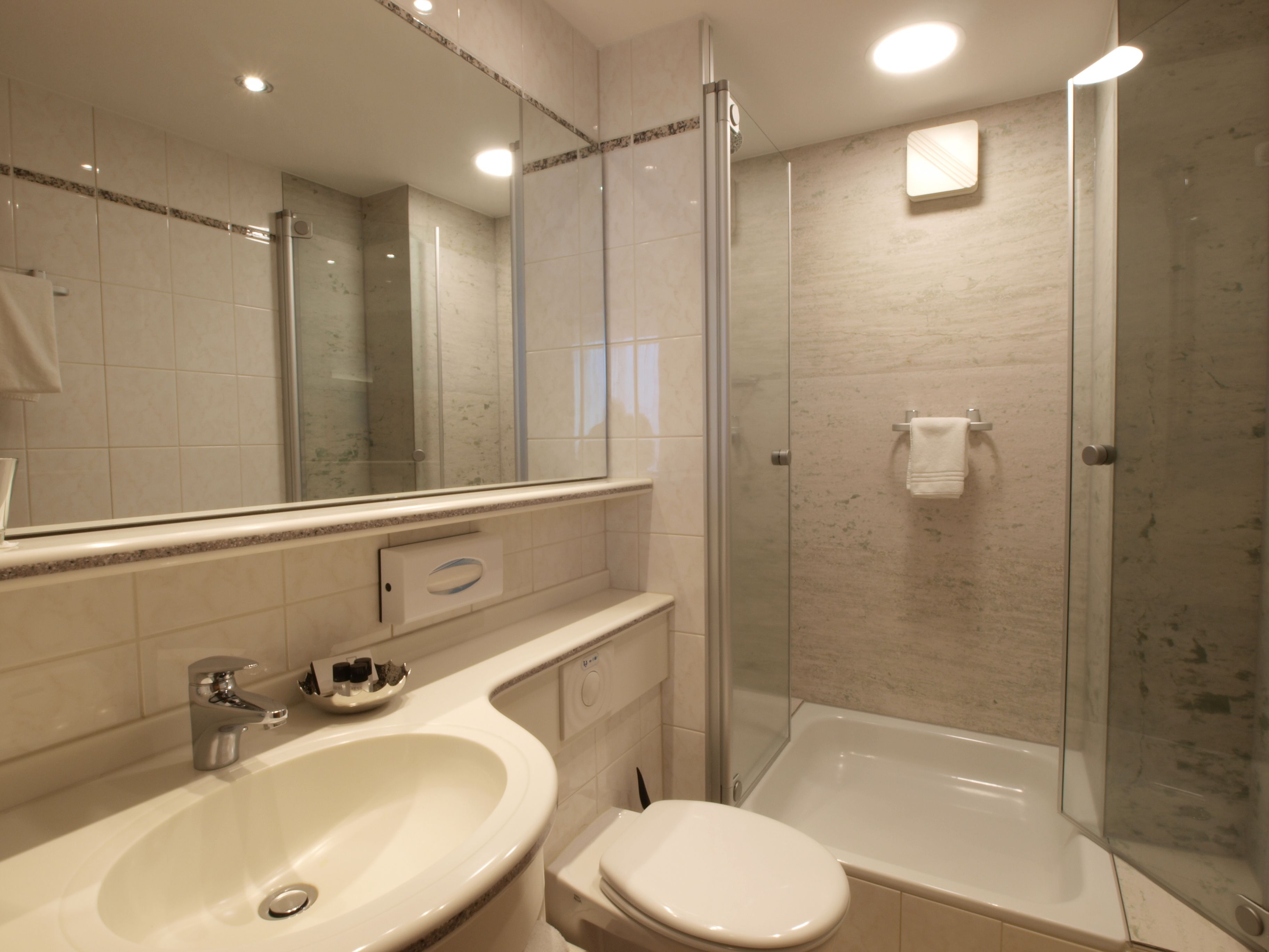 shower, free toiletries, hair dryer, bathrobes