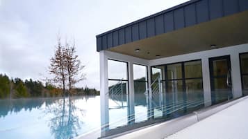 Indoor pool, open 8:00 AM to 9:30 PM, pool loungers