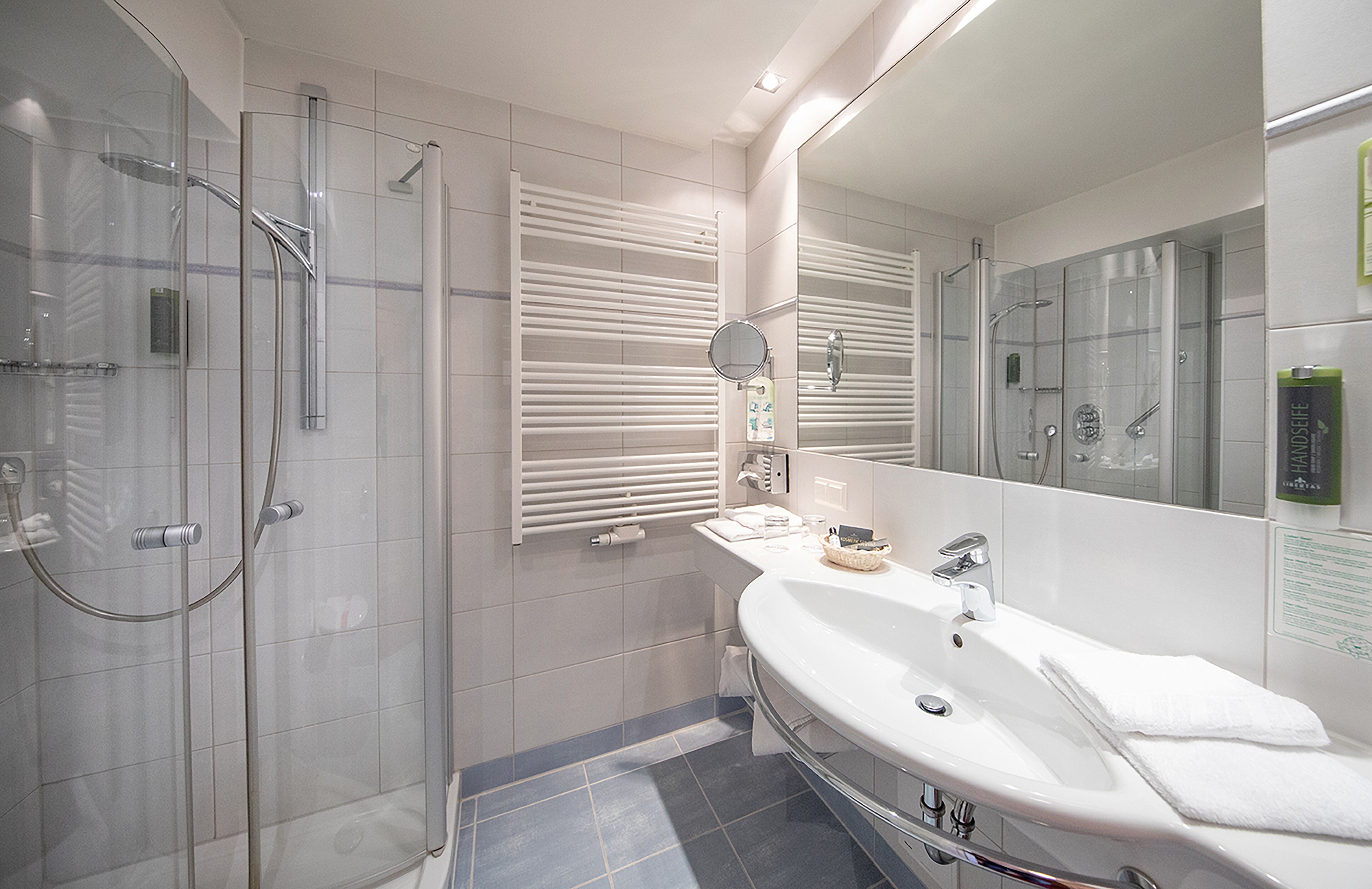 shower, free toiletries, hair dryer, bathrobes