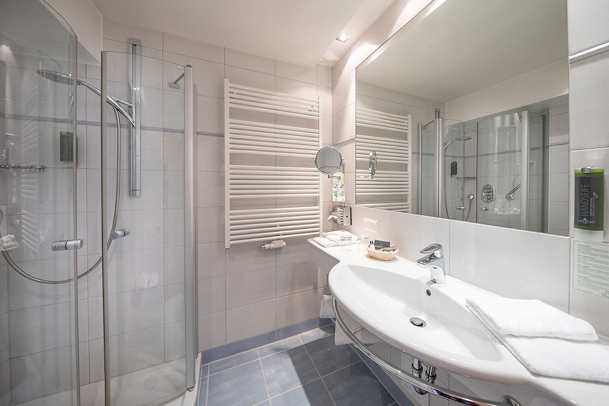 shower, free toiletries, hair dryer, bathrobes