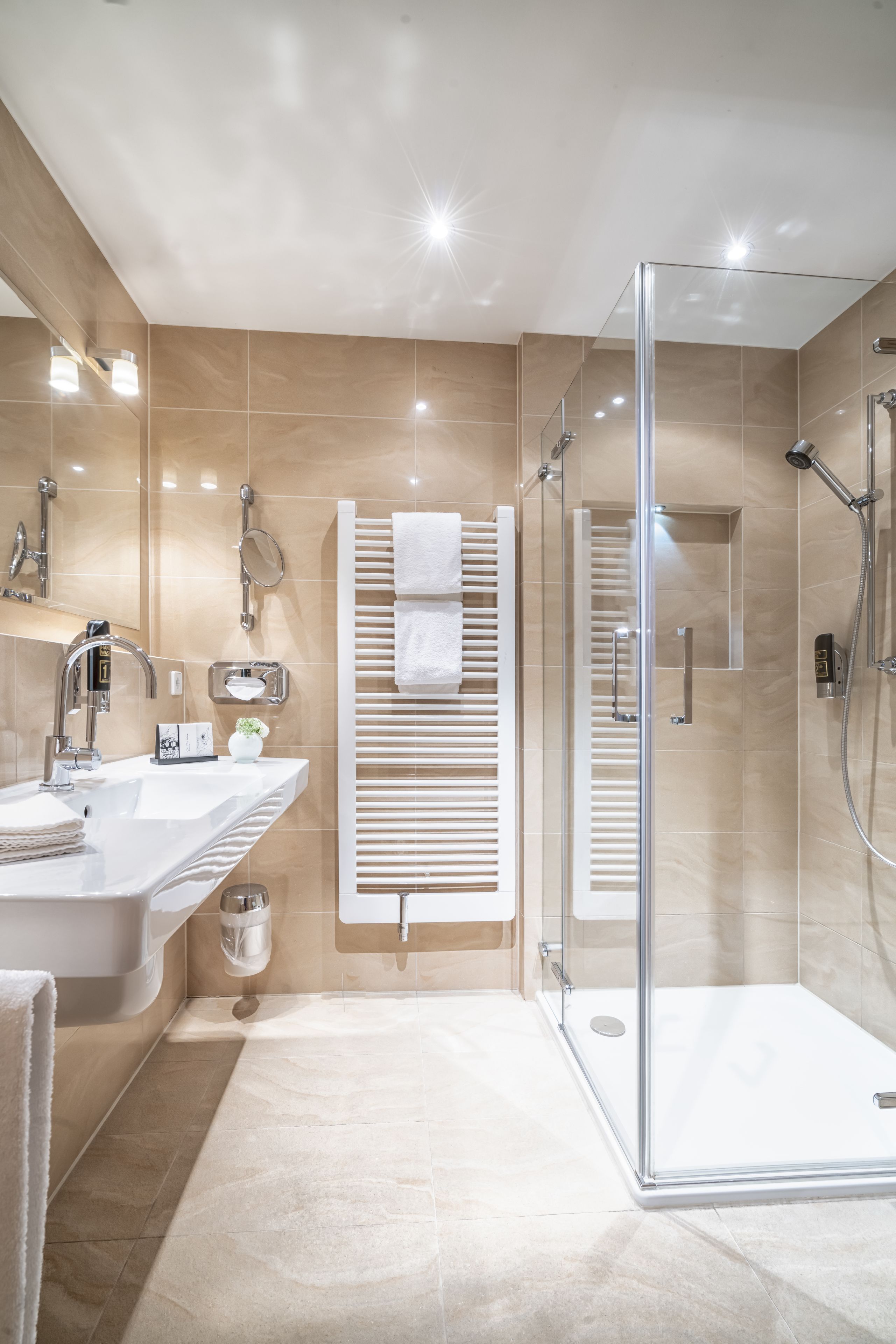 deep-soaking bathtub, free toiletries, hair dryer, bathrobes