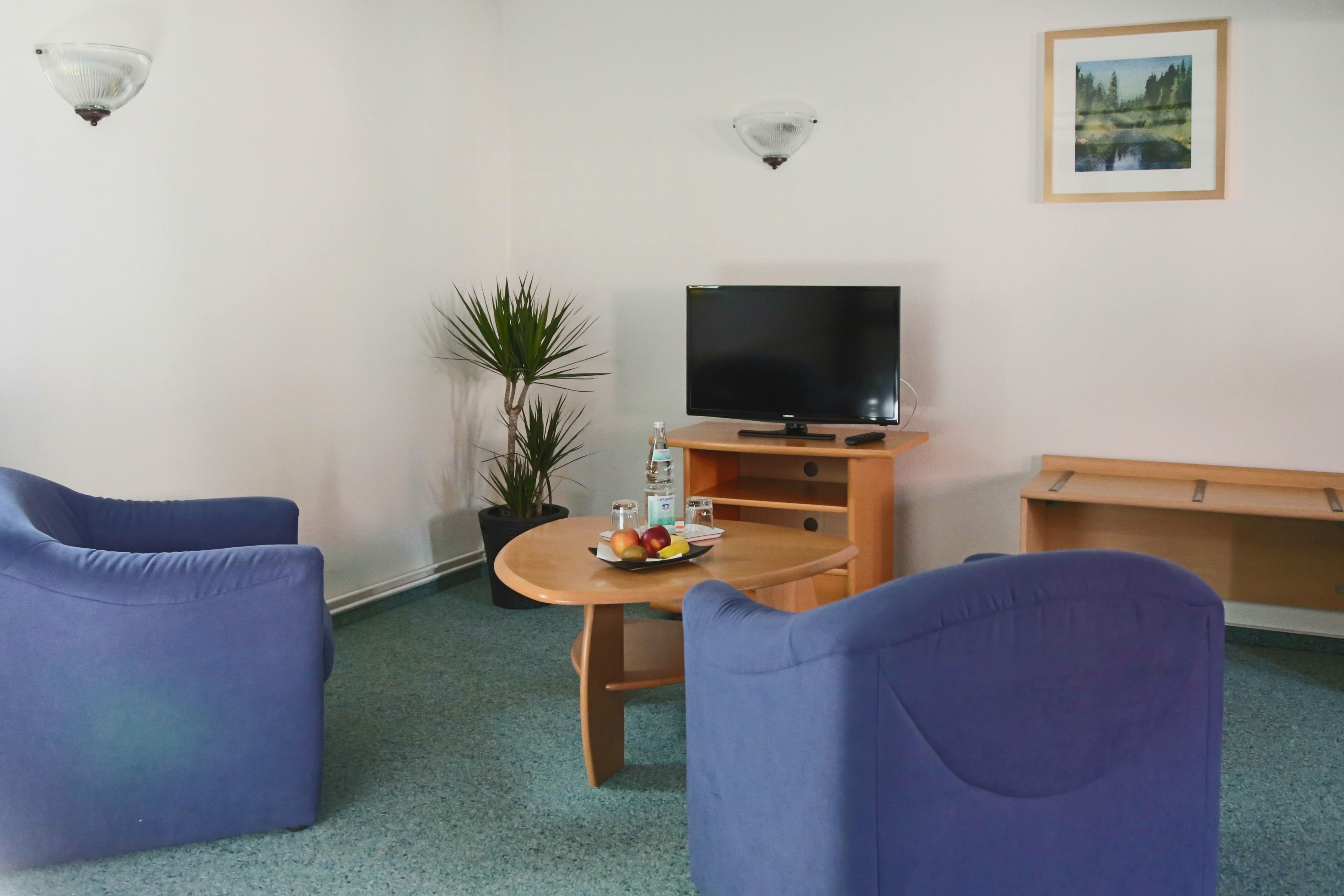 Basic Double Room | Living area | 32-inch TV with cable channels