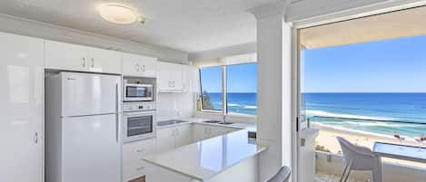 Standard Apartment, 2 Bedrooms, Ocean View | Private kitchen | Full-size fridge, microwave, stovetop, dishwasher