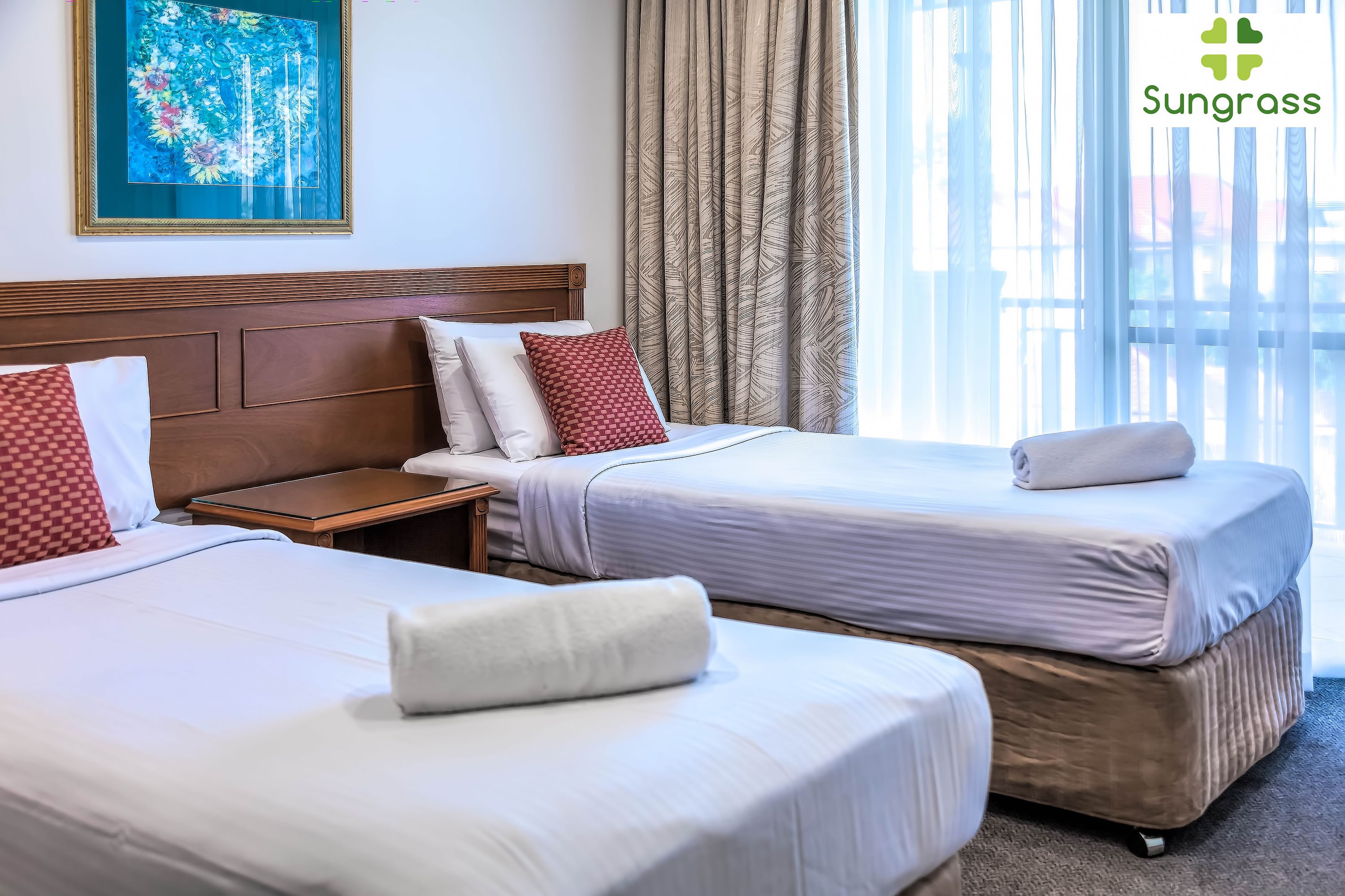 studio | blackout curtains, iron/ironing board, bed sheets