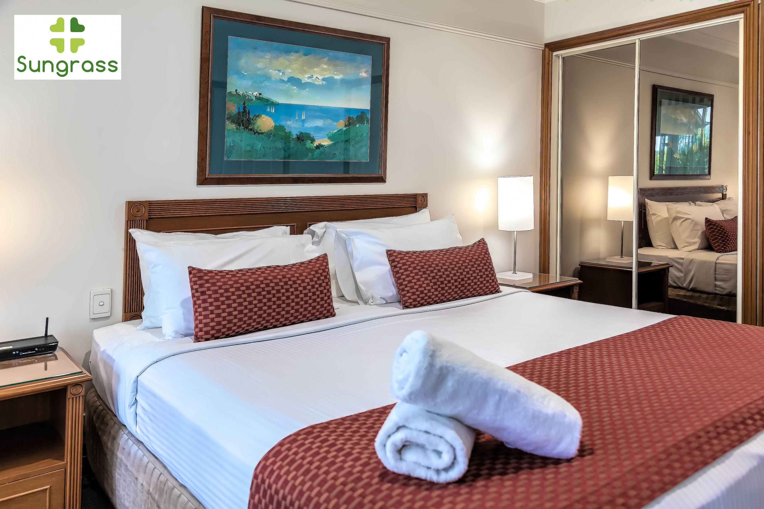 blackout curtains, iron/ironing board, bed sheets