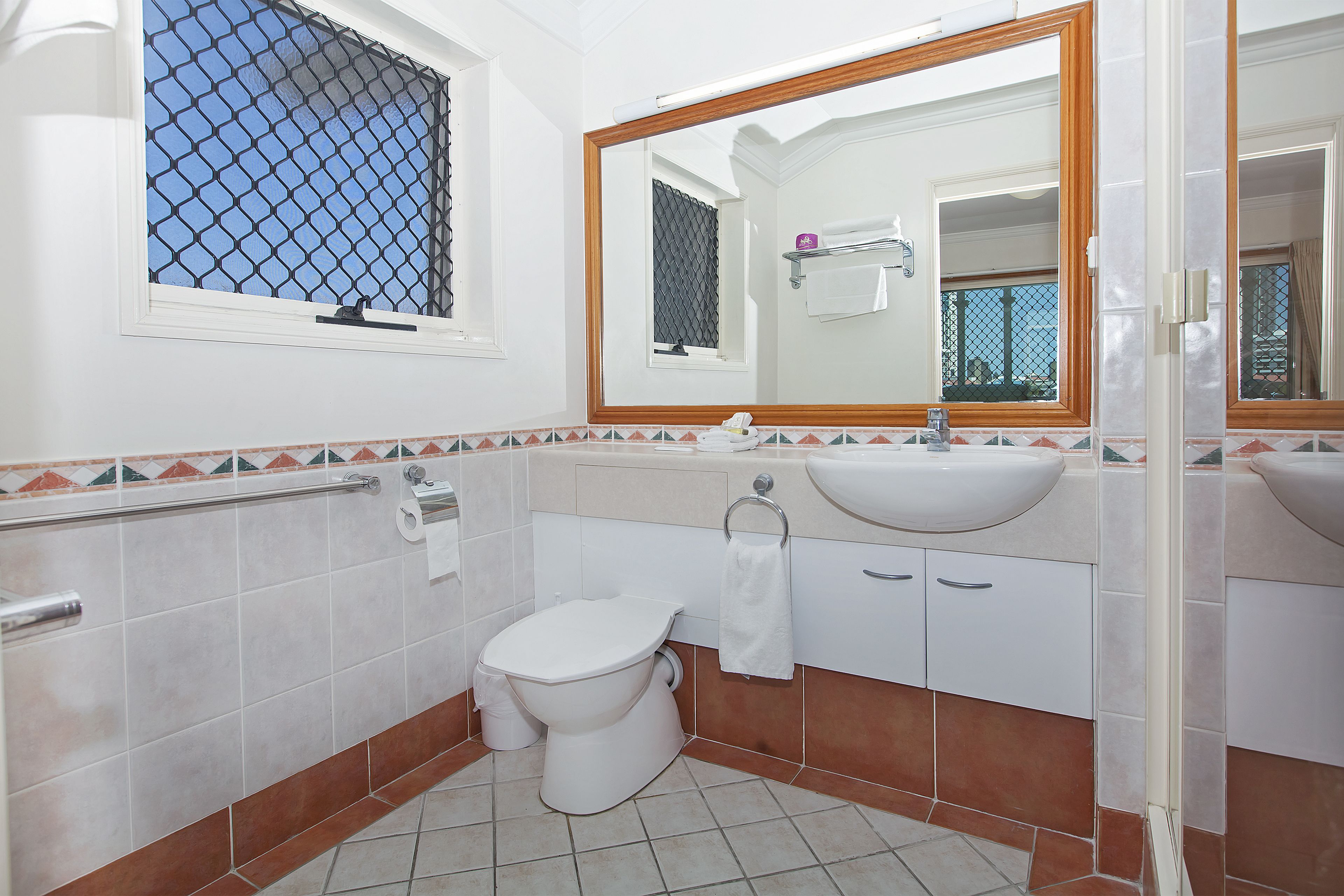 free toiletries, hair dryer, towels