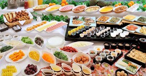 A buffet table with various food items and condiments. - Hotel Crown Palais Kitakyushu (Kitakyushu)