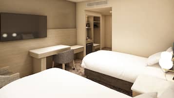 Kamar Twin Standar, Bebas Asap Rokok | Seprai premium, selimut bulu angsa, meja kerja, dan tirai kedap cahaya