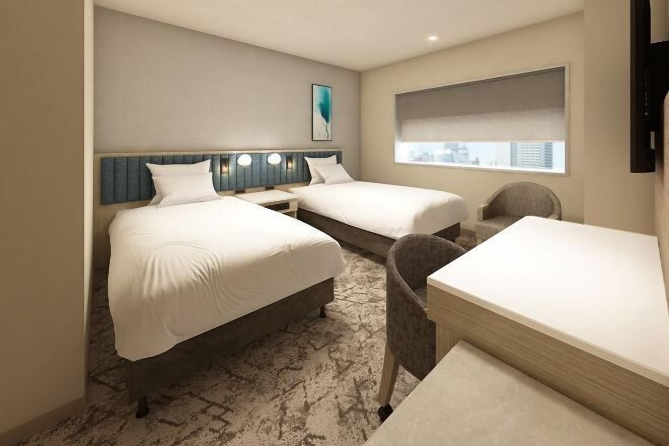 Premium bedding, down comforters, desk, blackout drapes